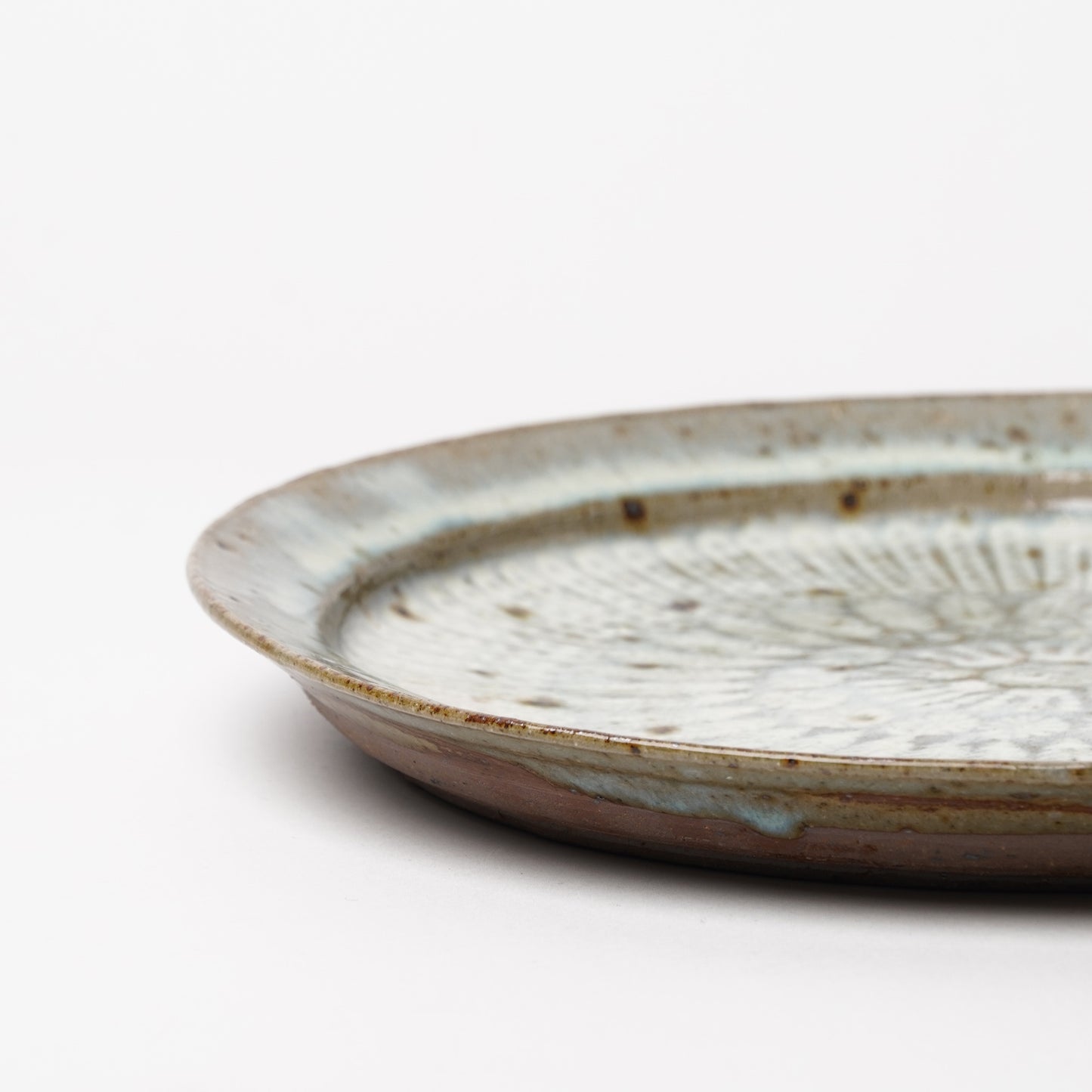 Takeryo Kawaguchi Mishima Dinner Rim Plate Ash Glaze