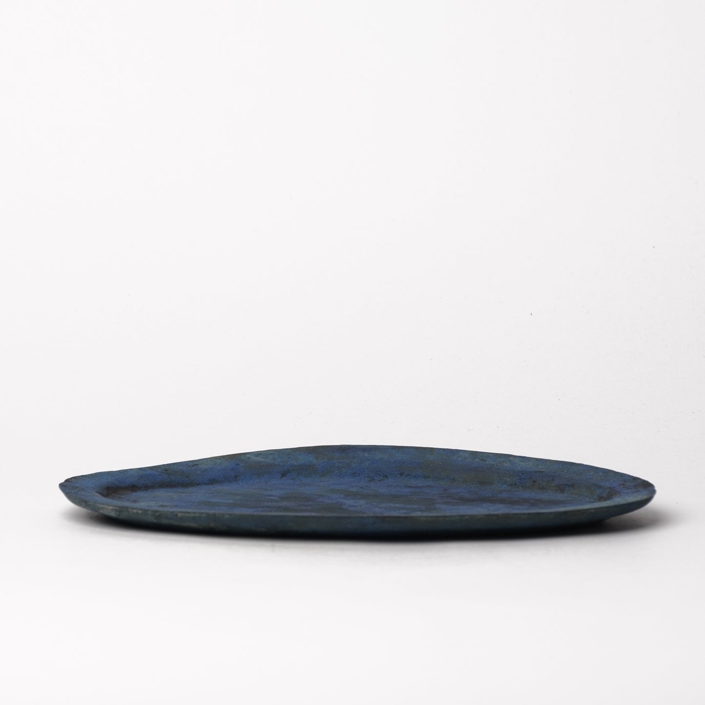 Akiko Yanagawa Oval Rim Plate M Blue