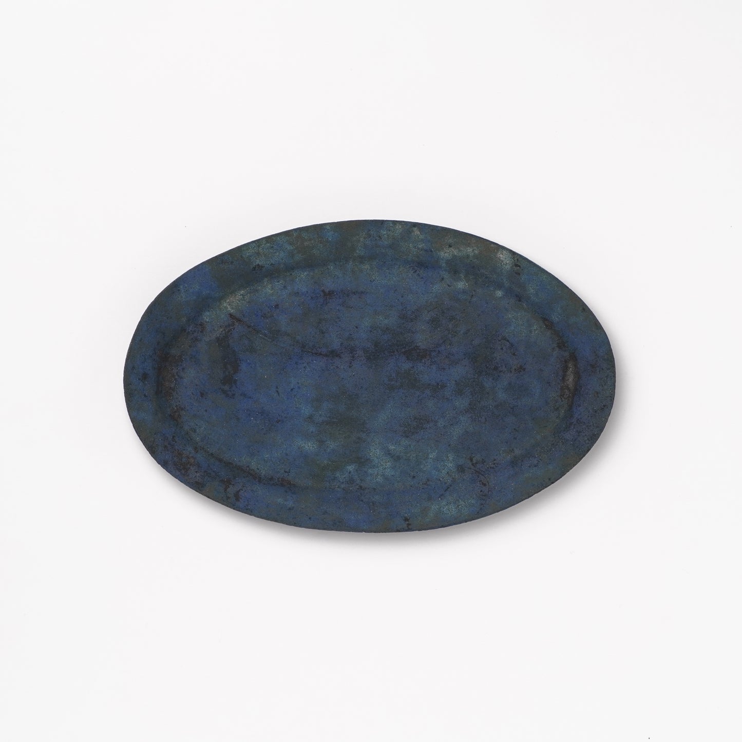Akiko Yanagawa Oval Rim Plate S Blue