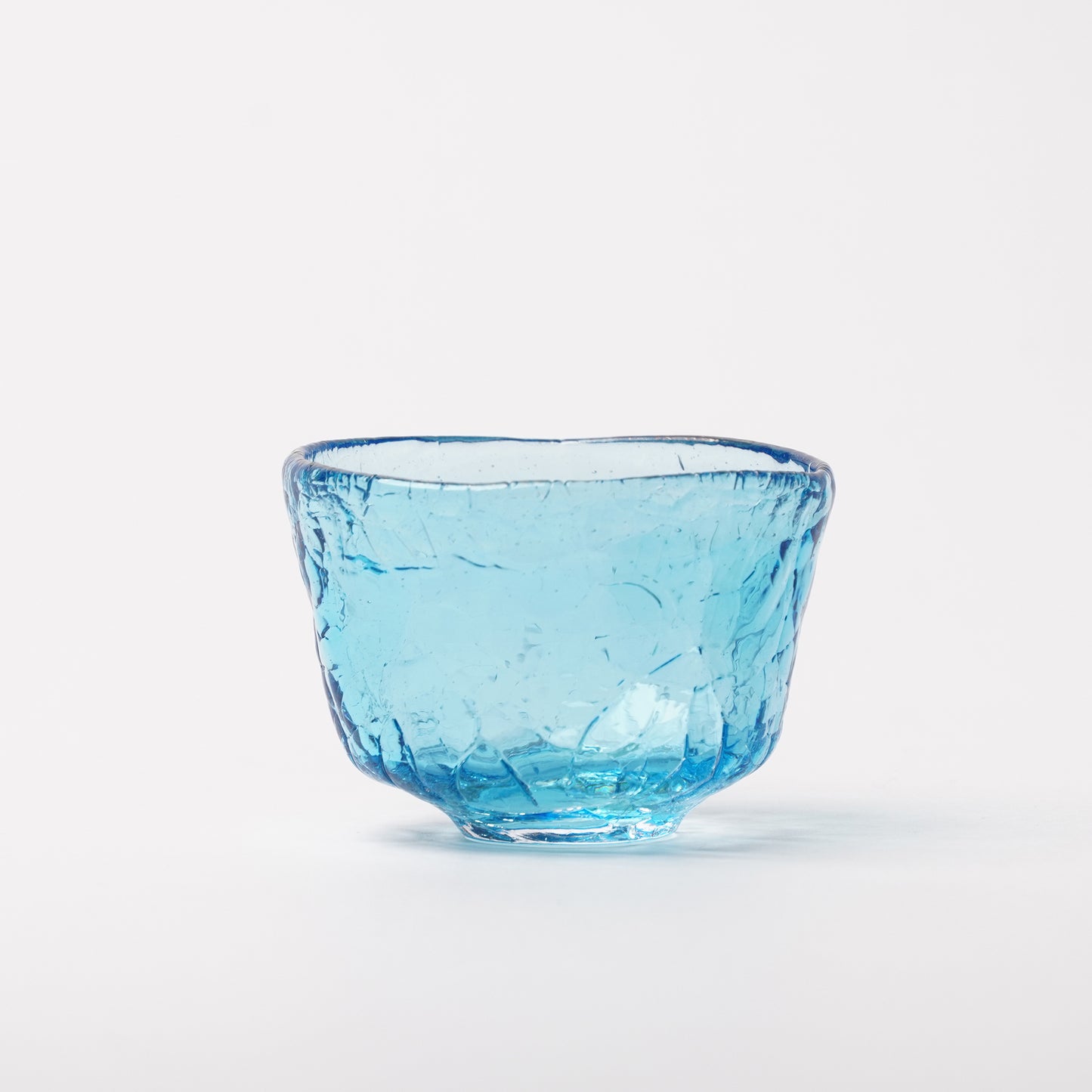 Daisaku Hashimura Double Crack Glass Guinomi Sake Cup Blue