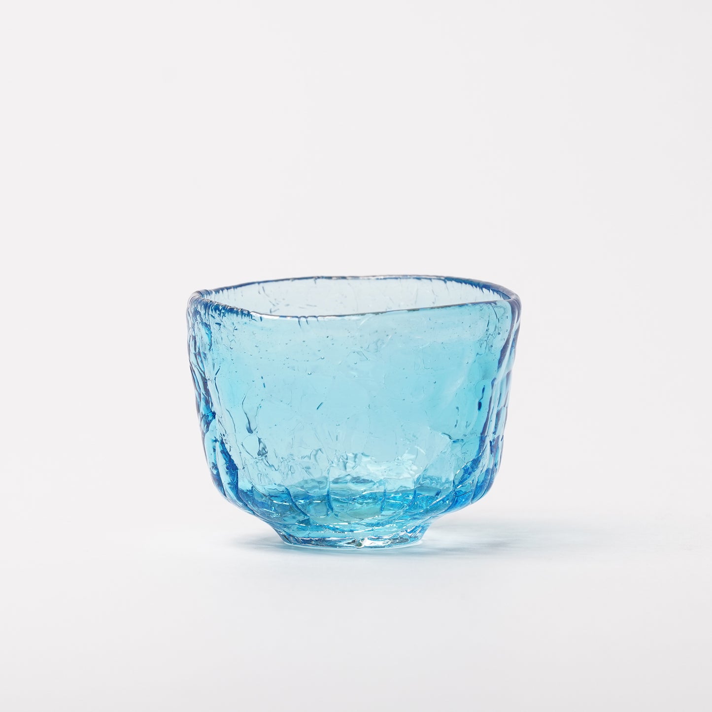 Daisaku Hashimura Double Crack Glass Guinomi Sake Cup Blue