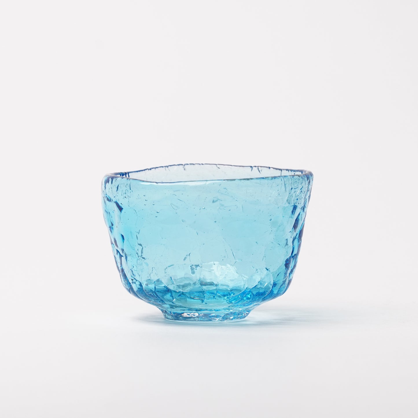 Daisaku Hashimura Double Crack Glass Guinomi Sake Cup Blue
