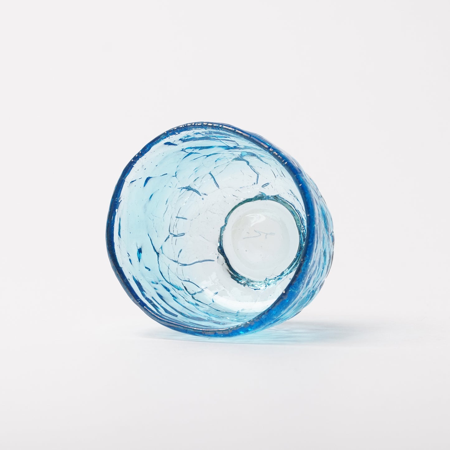 Daisaku Hashimura Double Crack Glass Guinomi Sake Cup Blue