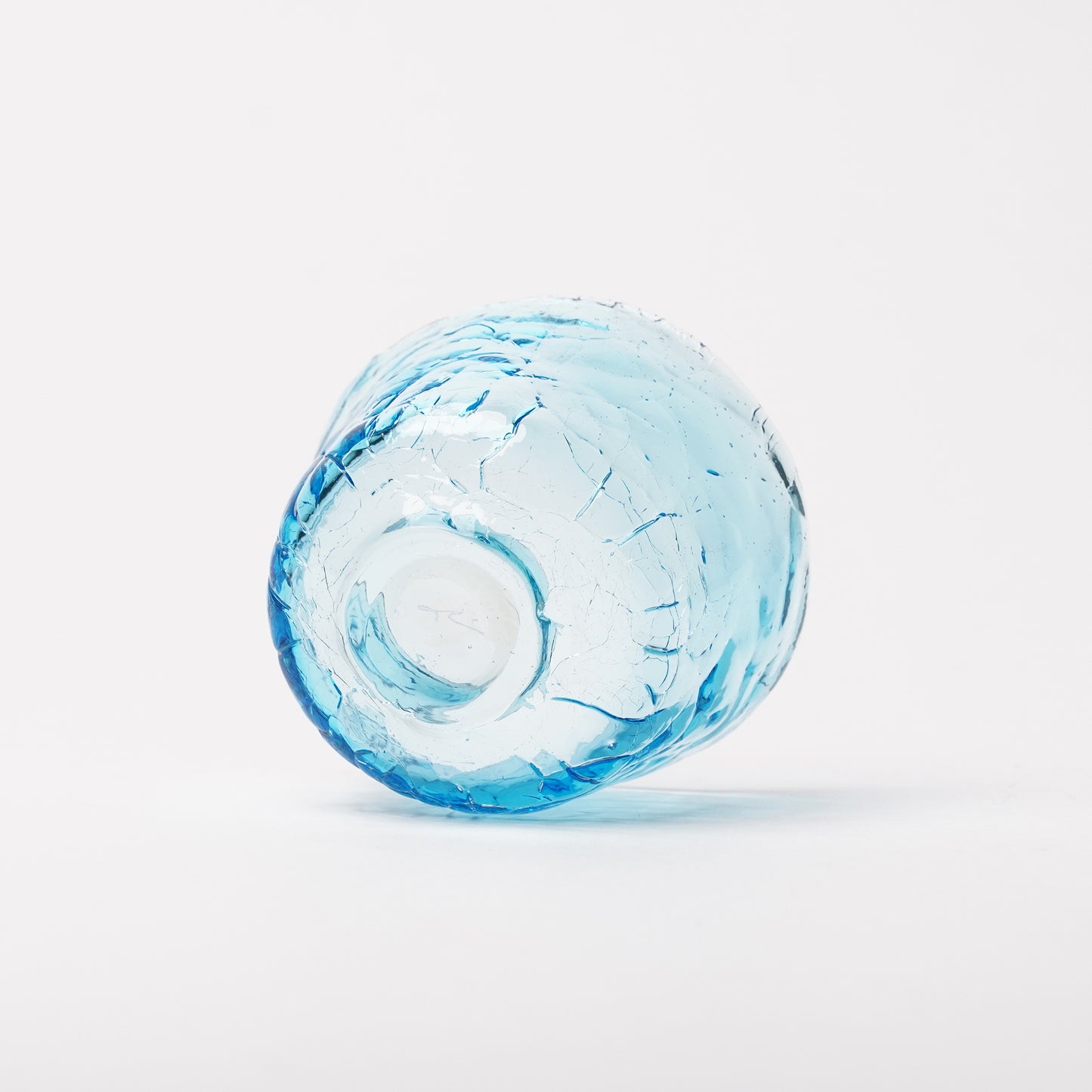 Daisaku Hashimura Double Crack Glass Guinomi Sake Cup Blue