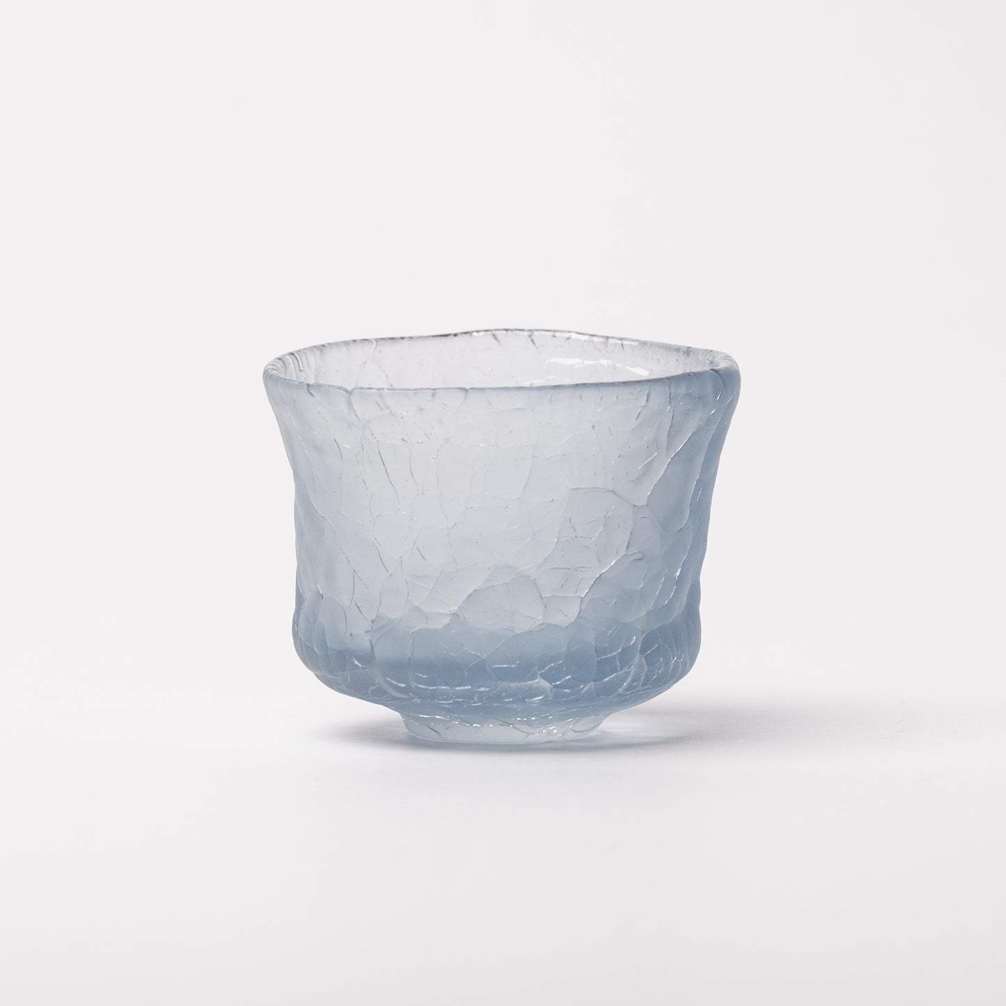 Daisaku Hashimura Double Crack Glass Guinomi Sake Cup Blue