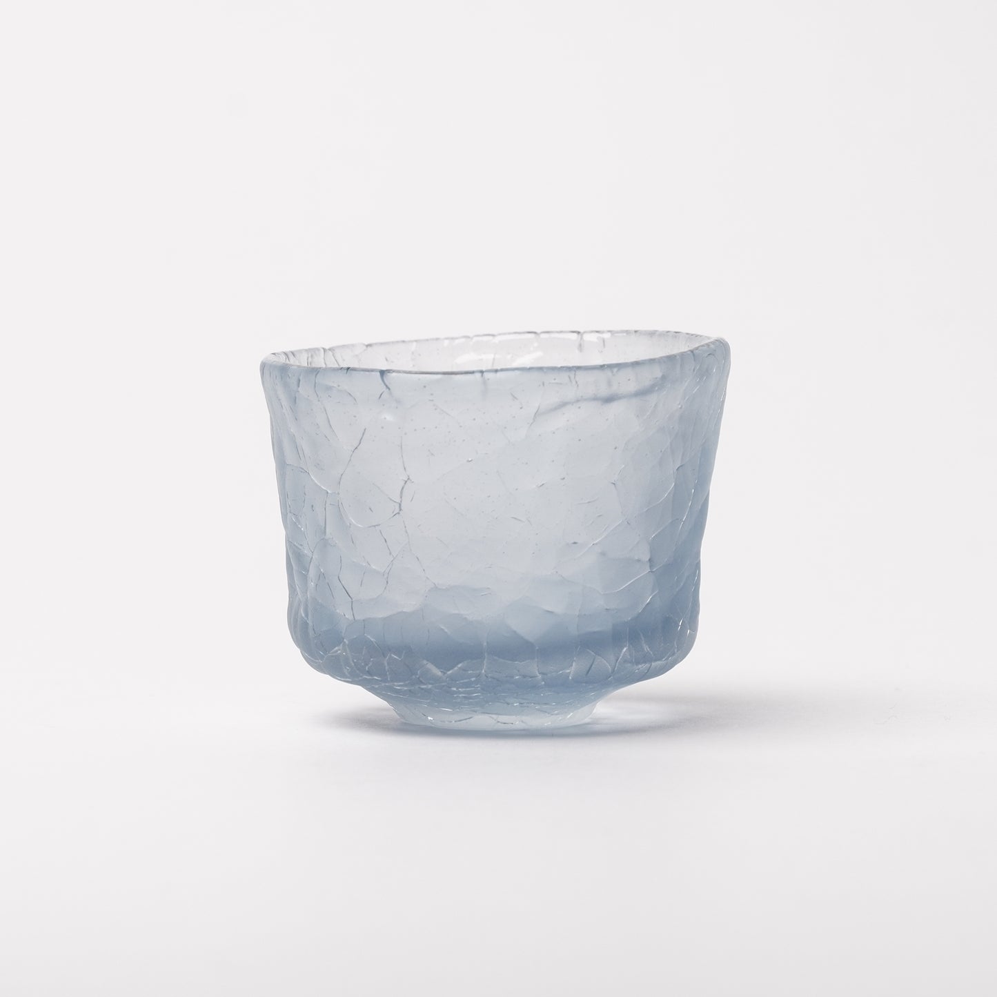Daisaku Hashimura Double Crack Glass Guinomi Sake Cup Blue