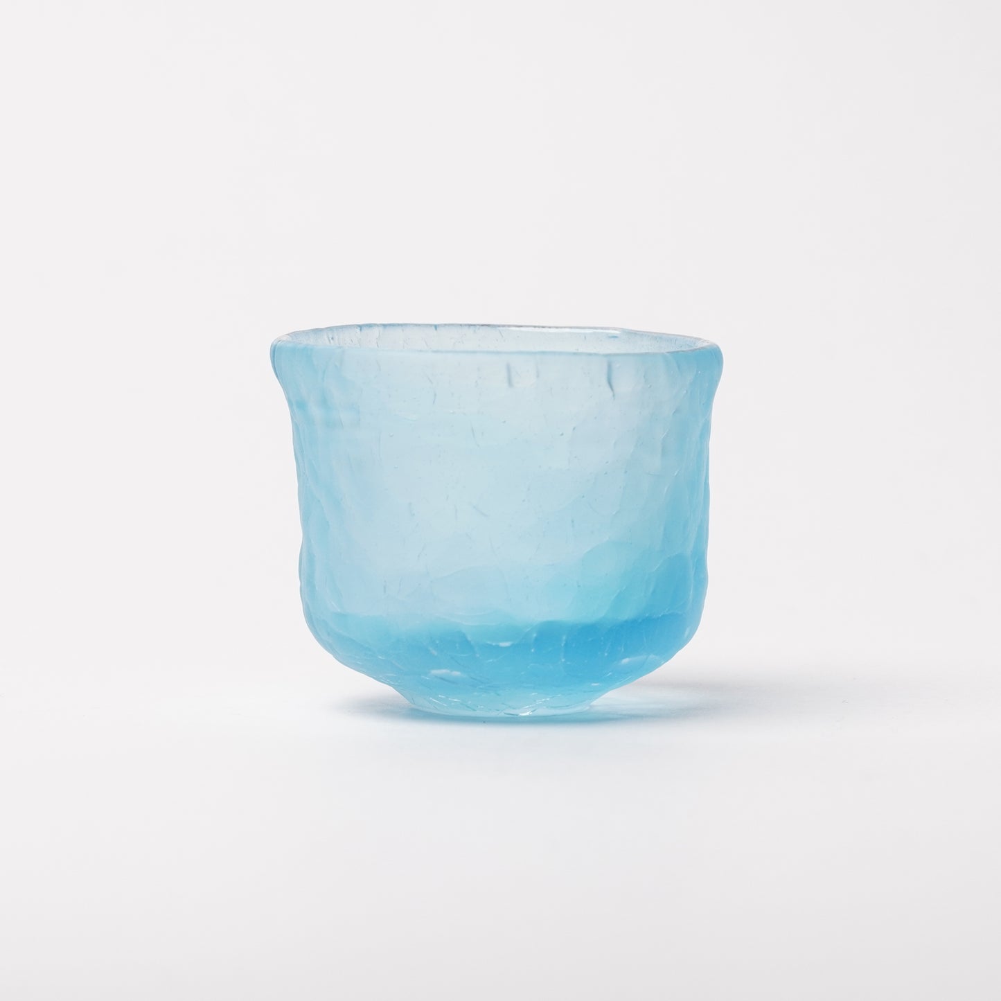 Daisaku Hashimura Double Crack Glass Guinomi Sake Cup Blue
