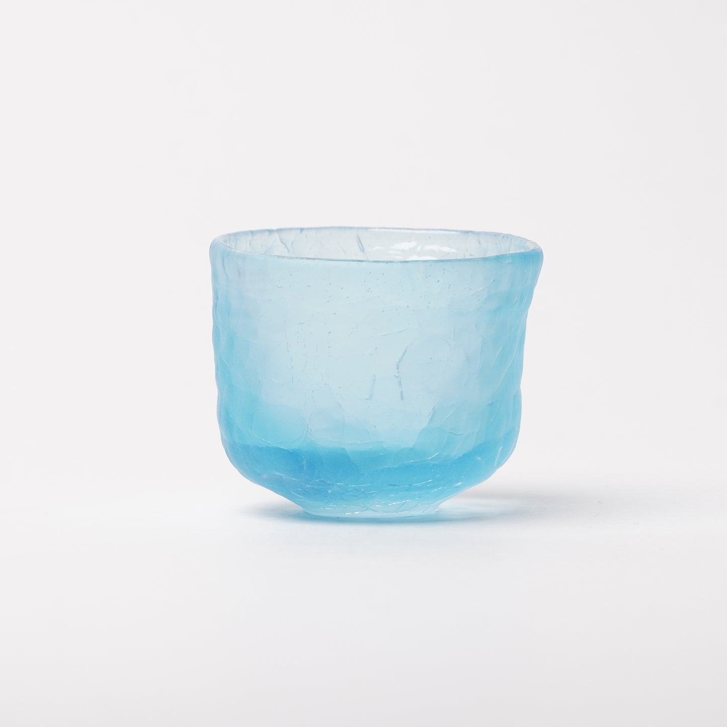 Daisaku Hashimura Double Crack Glass Guinomi Sake Cup Blue