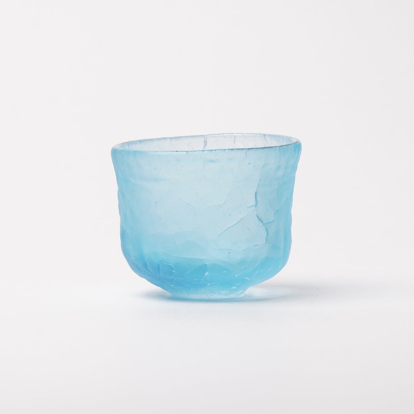 Daisaku Hashimura Double Crack Glass Guinomi Sake Cup Blue