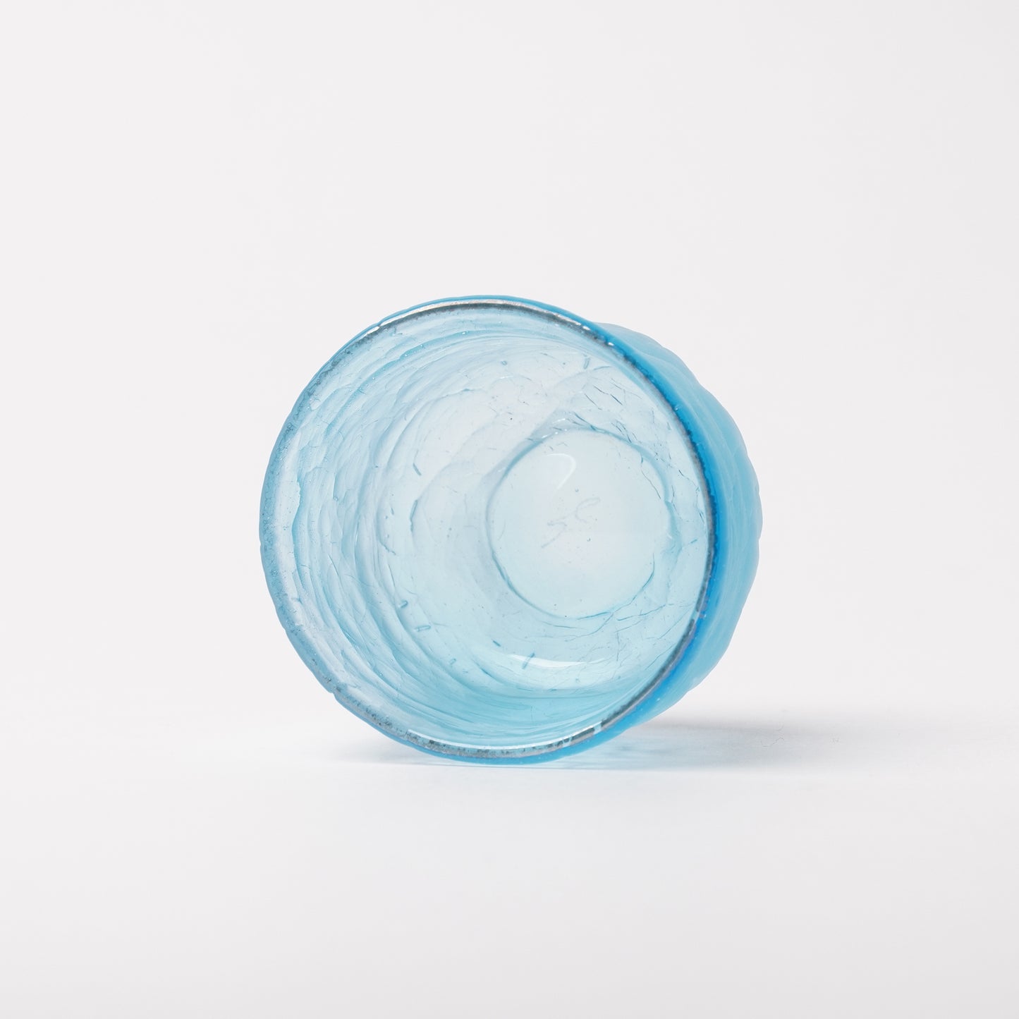 Daisaku Hashimura Double Crack Glass Guinomi Sake Cup Blue