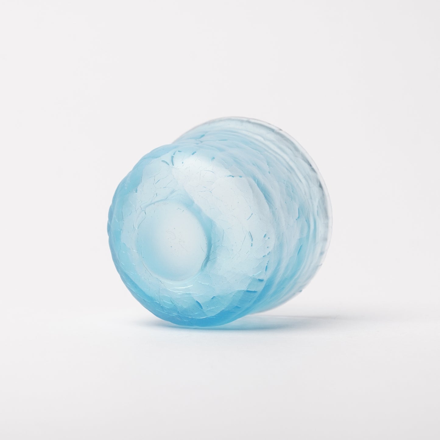 Daisaku Hashimura Double Crack Glass Guinomi Sake Cup Blue