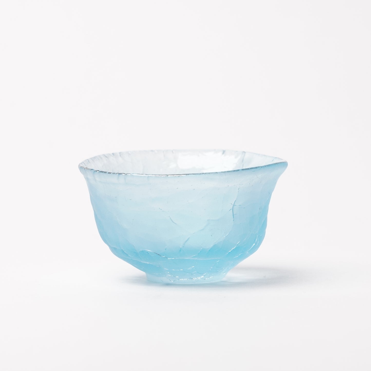 Daisaku Hashimura Double Crack Glass Guinomi Sake Cup Blue
