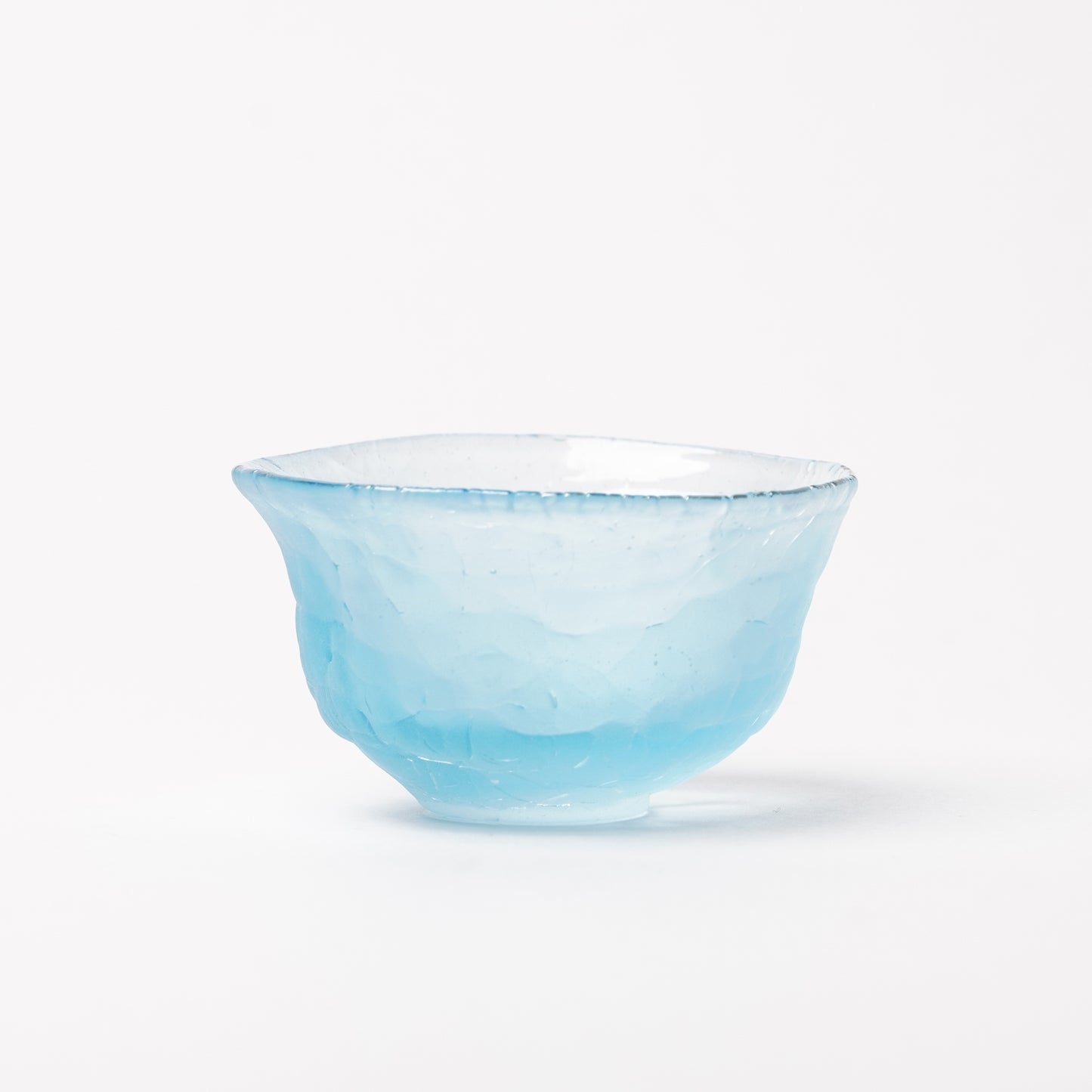 Daisaku Hashimura Double Crack Glass Guinomi Sake Cup Blue