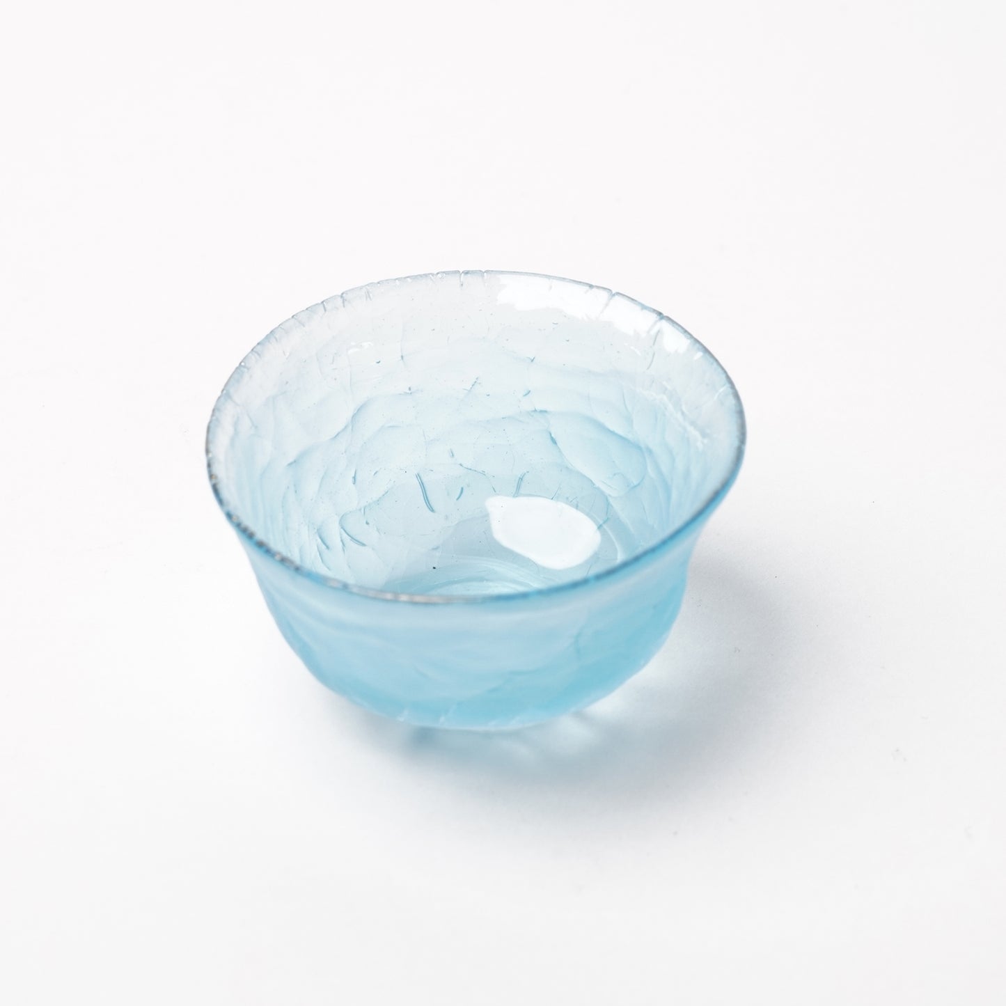 Daisaku Hashimura Double Crack Glass Guinomi Sake Cup Blue