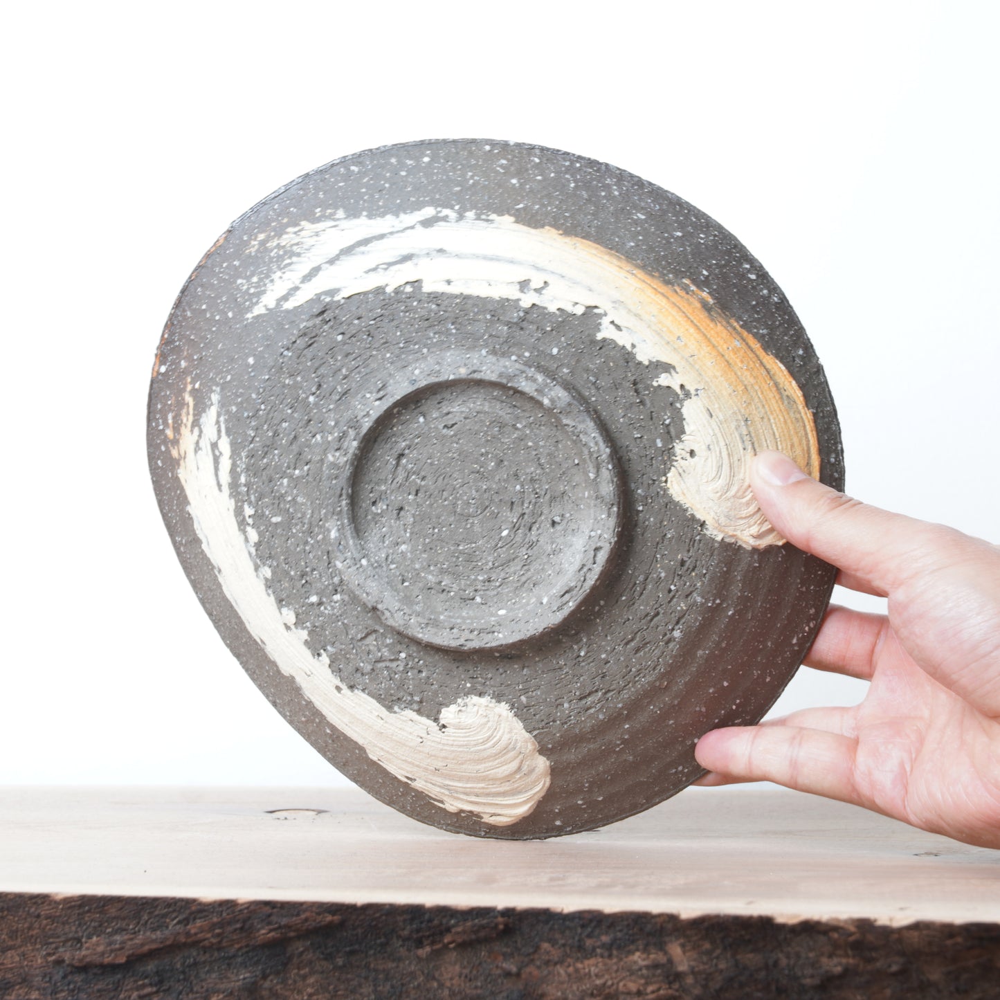Shigarakiyaki Hakeme Brushed Glaze Plate Woodfired