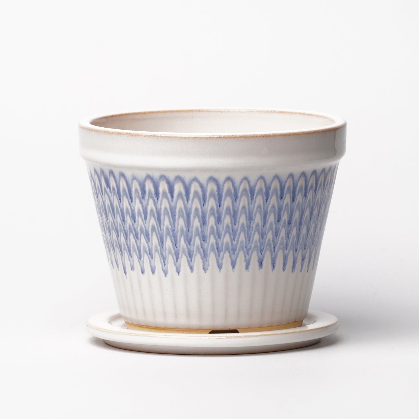 NOTA & Design Peacock Pot Planter with Saucer S White Blue