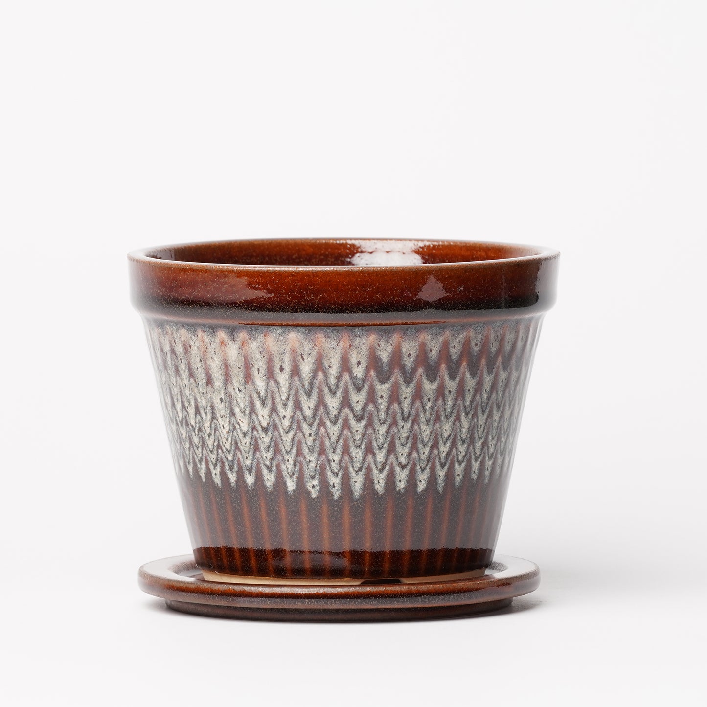 NOTA & Design Peacock Pot Planter with Saucer S Brown