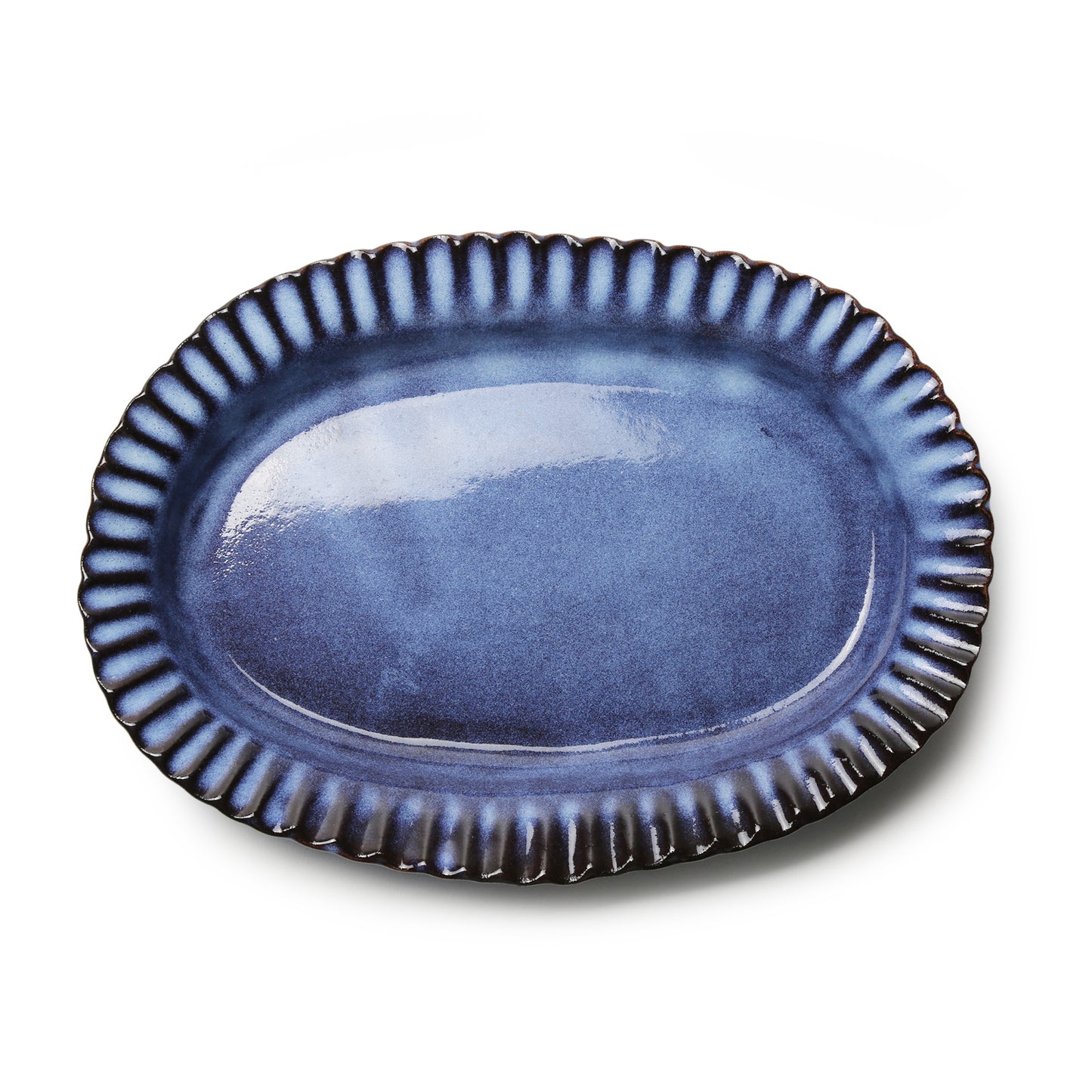 Shokozan Hagiyaki Oval Plate with Rim
