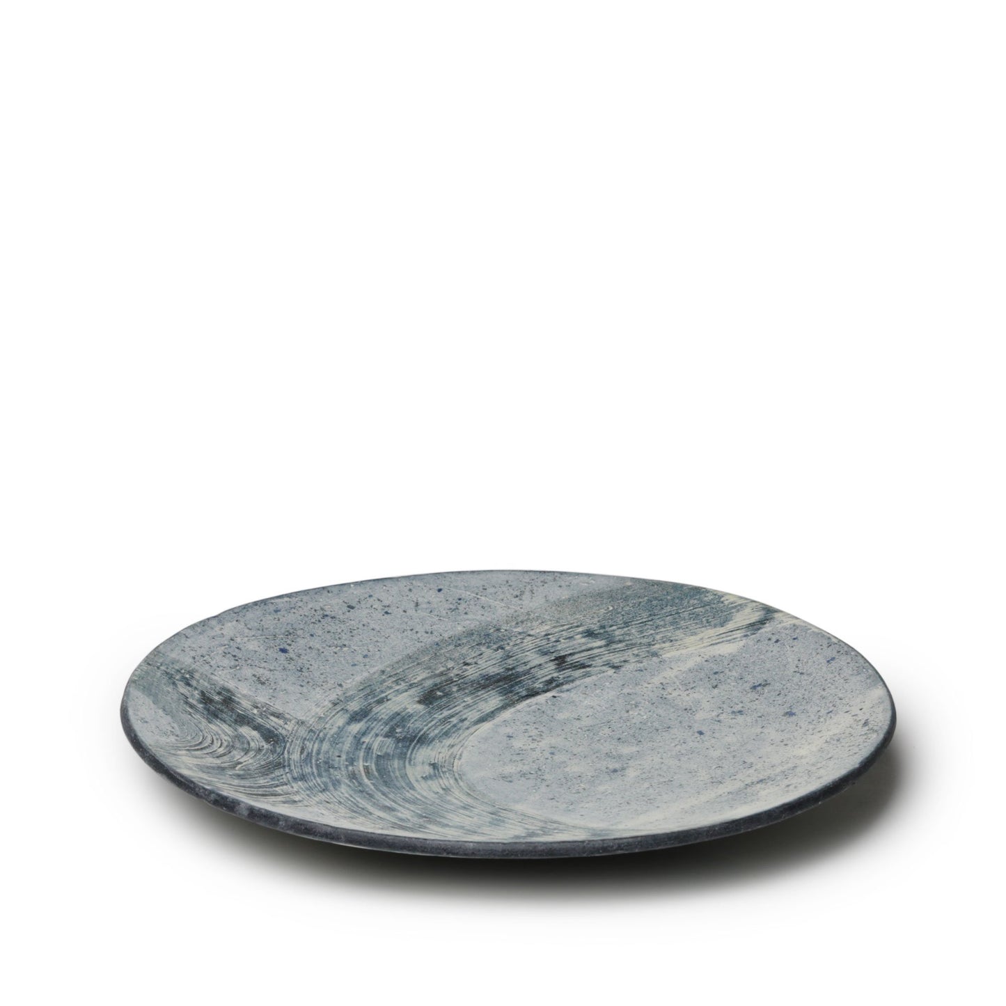 Nobuko Konno Round Plate Brushed Blue L