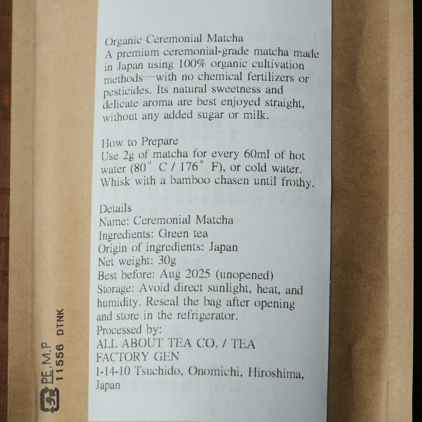Ceremonial Grade Matcha - Organic Premium Green Tea Powder by TEA FACTORY GEN 30g/1.06 oz