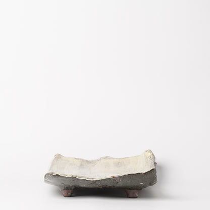 Mino Woodfired Exhibition Enya Nukaga Extra Large Rectangle Plate Hakeme