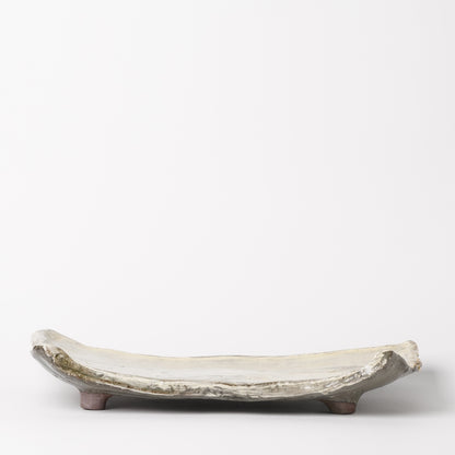 Mino Woodfired Exhibition Enya Nukaga Extra Large Rectangle Plate Hakeme