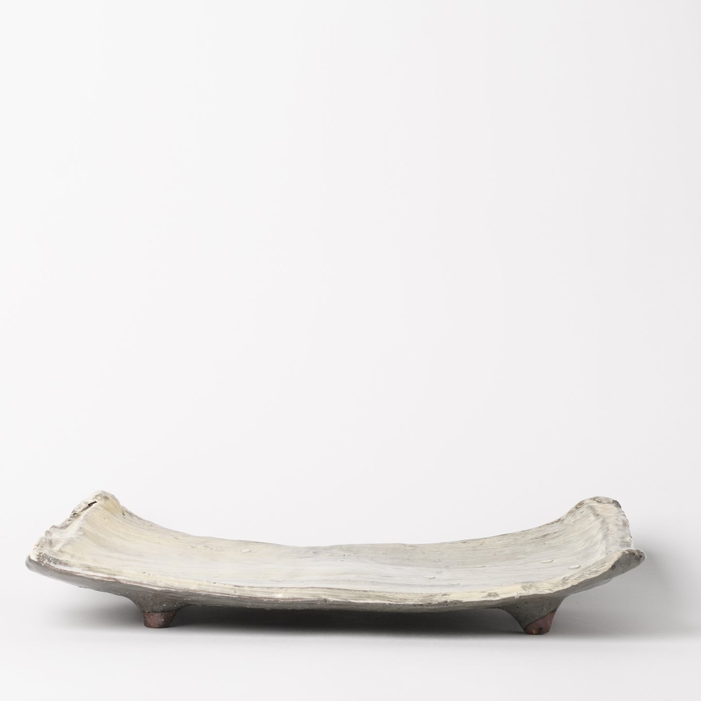 Mino Woodfired Exhibition Enya Nukaga Extra Large Rectangle Plate Hakeme