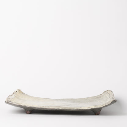 Mino Woodfired Exhibition Enya Nukaga Extra Large Rectangle Plate Hakeme