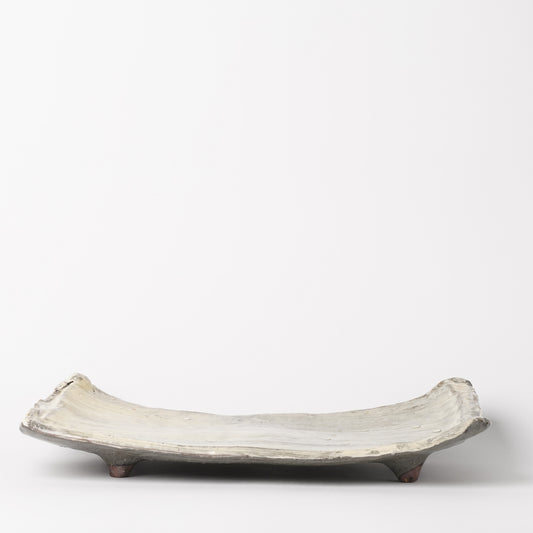 Mino Woodfired Exhibition Enya Nukaga Extra Large Rectangle Plate Hakeme