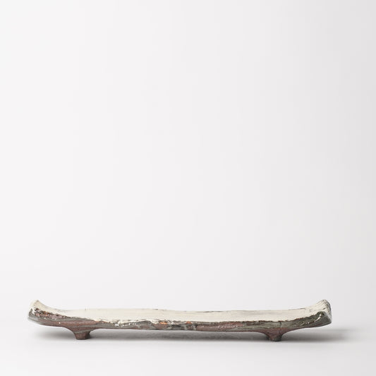 Mino Woodfired Exhibition Enya Nukaga Long Rectangle Plate Kohiki
