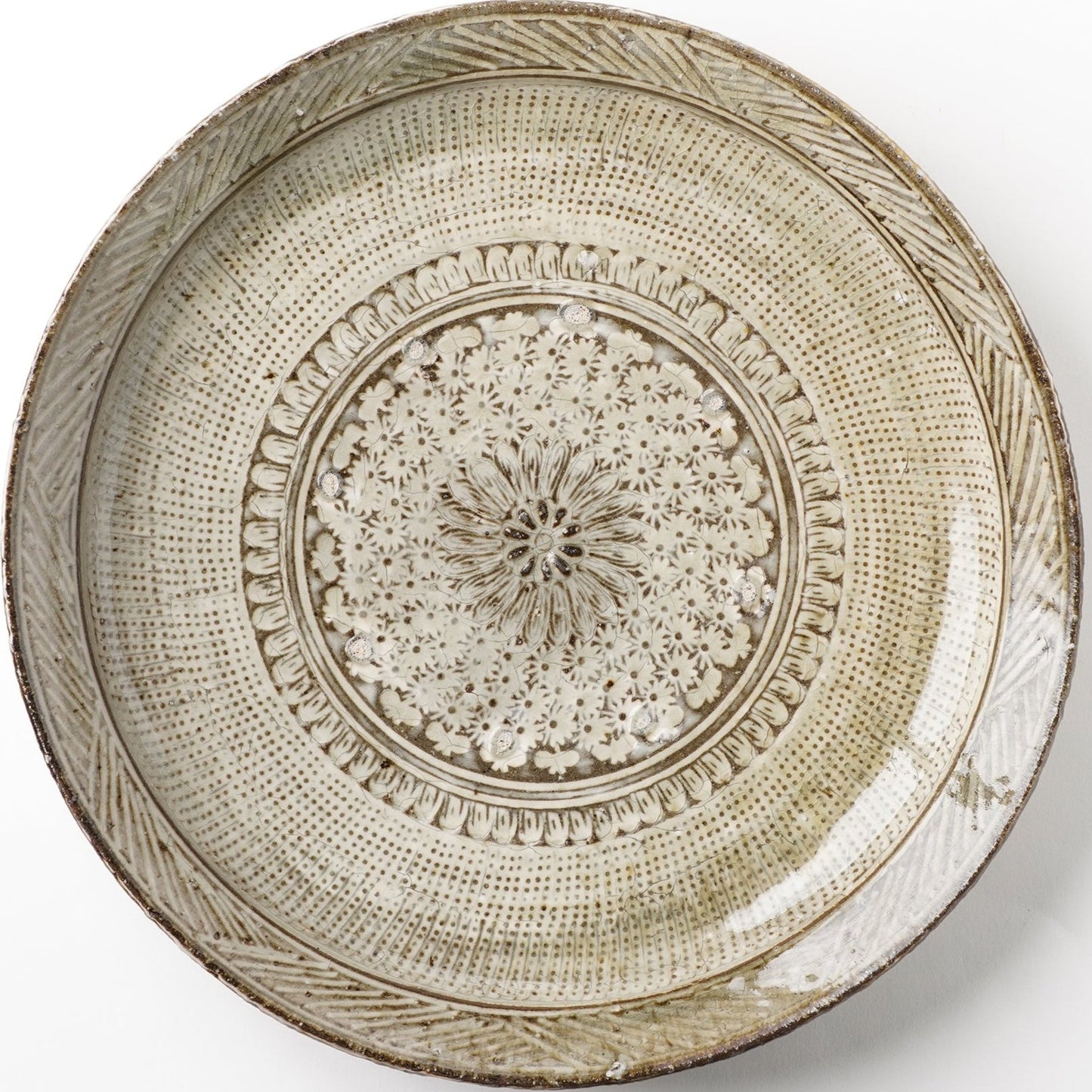 Mino Woodfired Exhibition Enya Nukaga Extra Large Plate Mishima