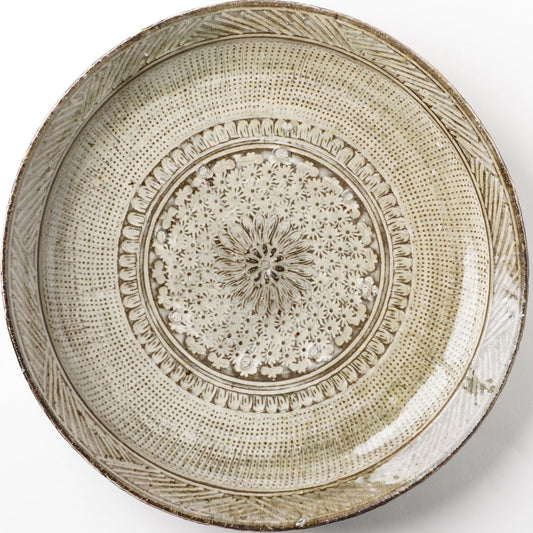 Mino Woodfired Exhibition Enya Nukaga Extra Large Plate Mishima