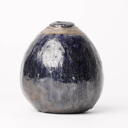 Nobuhito Nakaoka Colored Ash Glaze Vase with Silver
