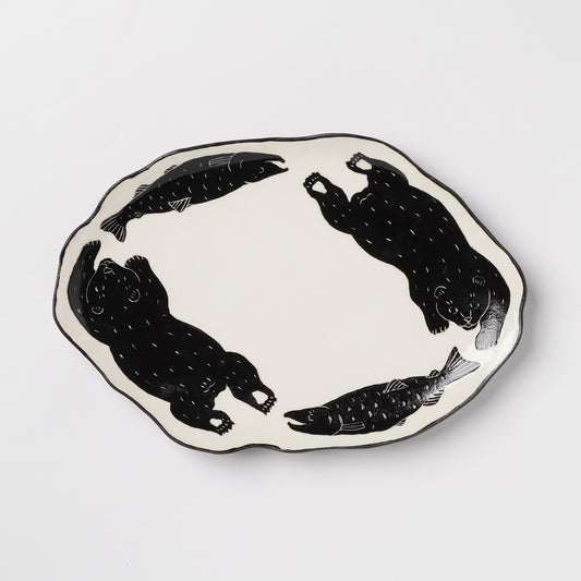 Miki Kaname Plate Bear and Salmon L