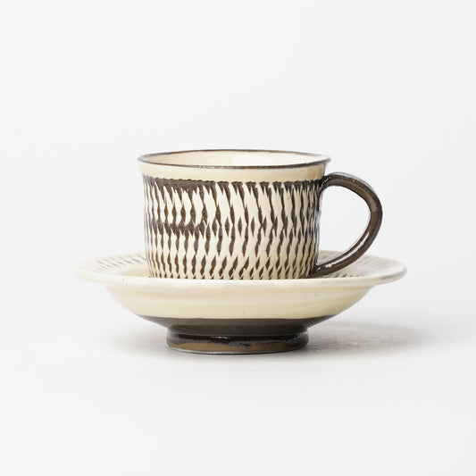 Onta-yaki Cup and Saucer Woodfired Mingei