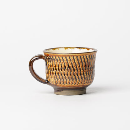 Onta-yaki Cup and Saucer Woodfired Mingei