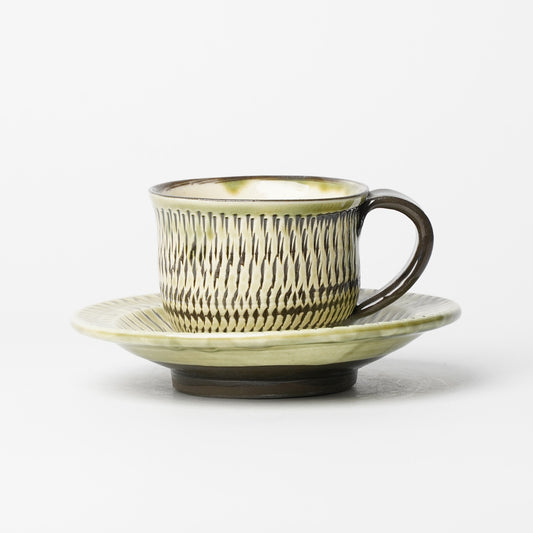 Onta-yaki Cup and Saucer Woodfired Mingei