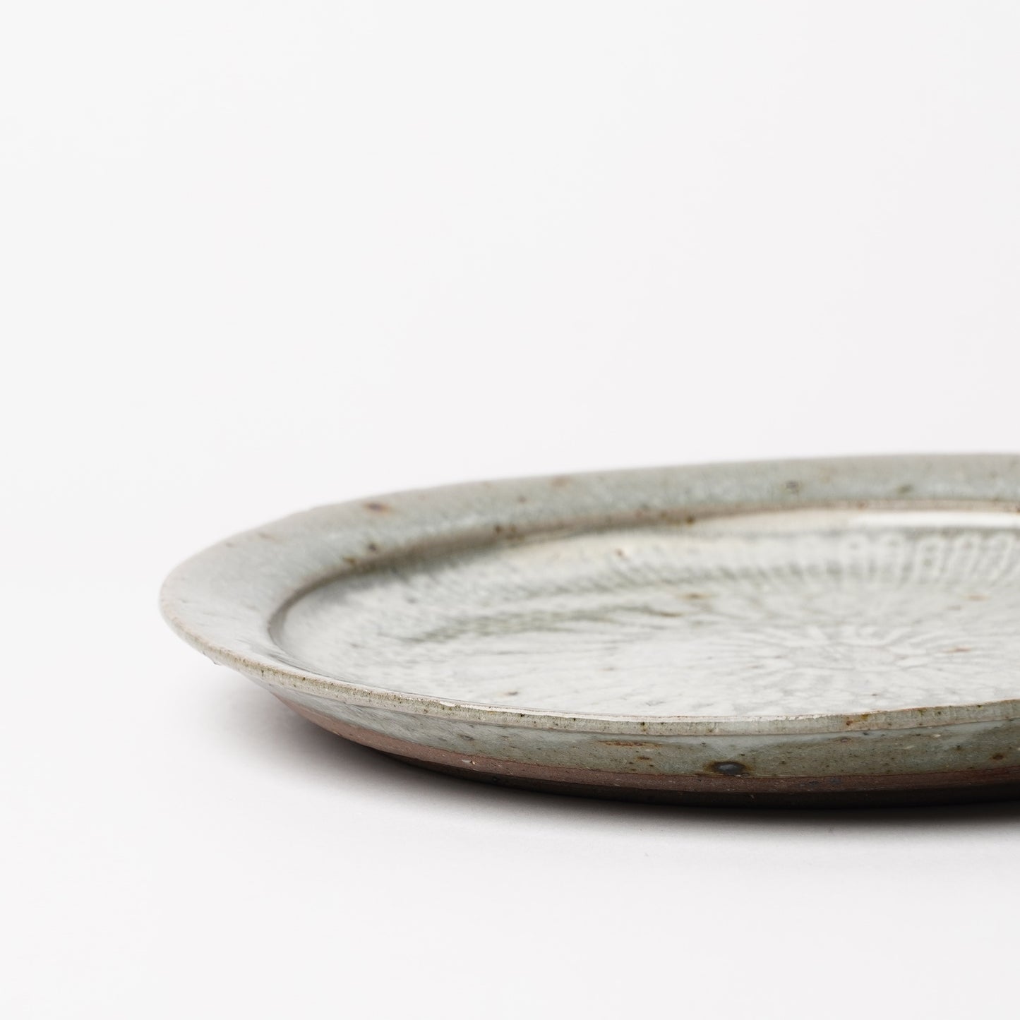 Takeryo Kawaguchi Mishima Dinner Rim Plate Ash Glaze