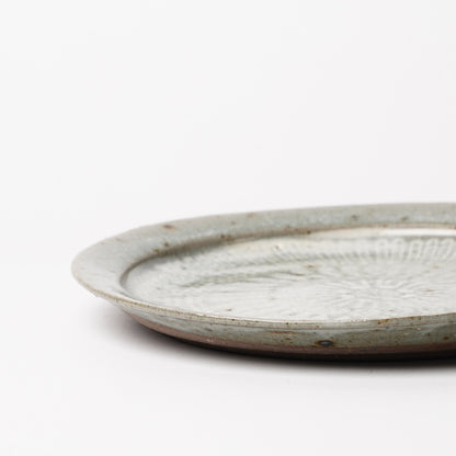 Takeryo Kawaguchi Mishima Dinner Rim Plate Ash Glaze