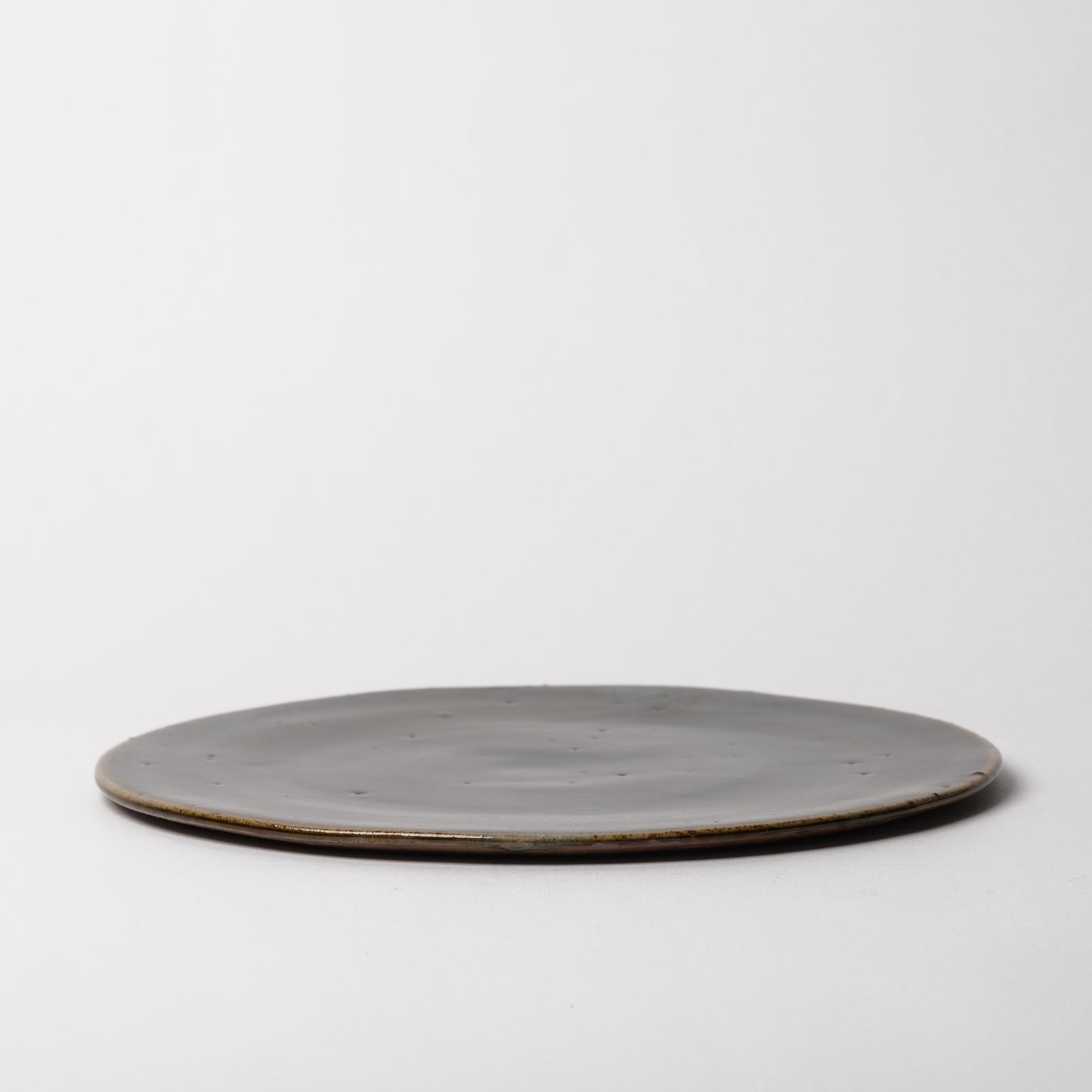 Takeryo Kawaguchi Hakeme Flat Dinner Plate Ash Glaze