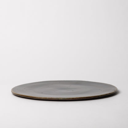 Takeryo Kawaguchi Hakeme Flat Dinner Plate Ash Glaze