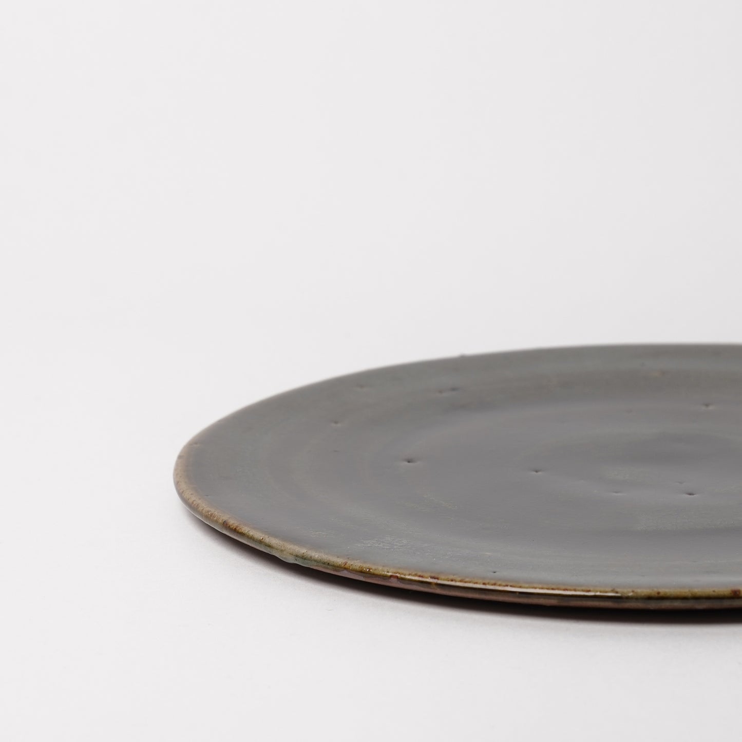 Takeryo Kawaguchi Hakeme Flat Dinner Plate Ash Glaze