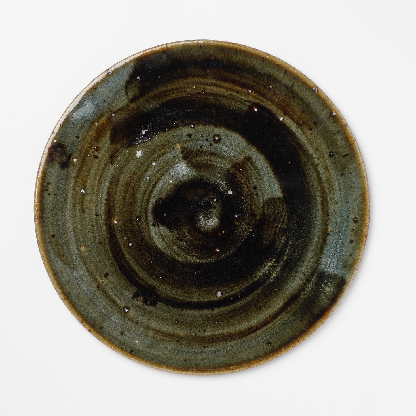 Takeryo Kawaguchi Hakeme Flat Dinner Plate Ash Glaze