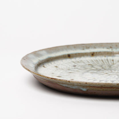 Takeryo Kawaguchi Mishima Dinner Rim Plate Ash Glaze