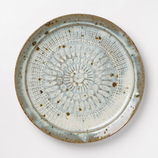 Takeryo Kawaguchi Mishima Dinner Rim Plate Ash Glaze