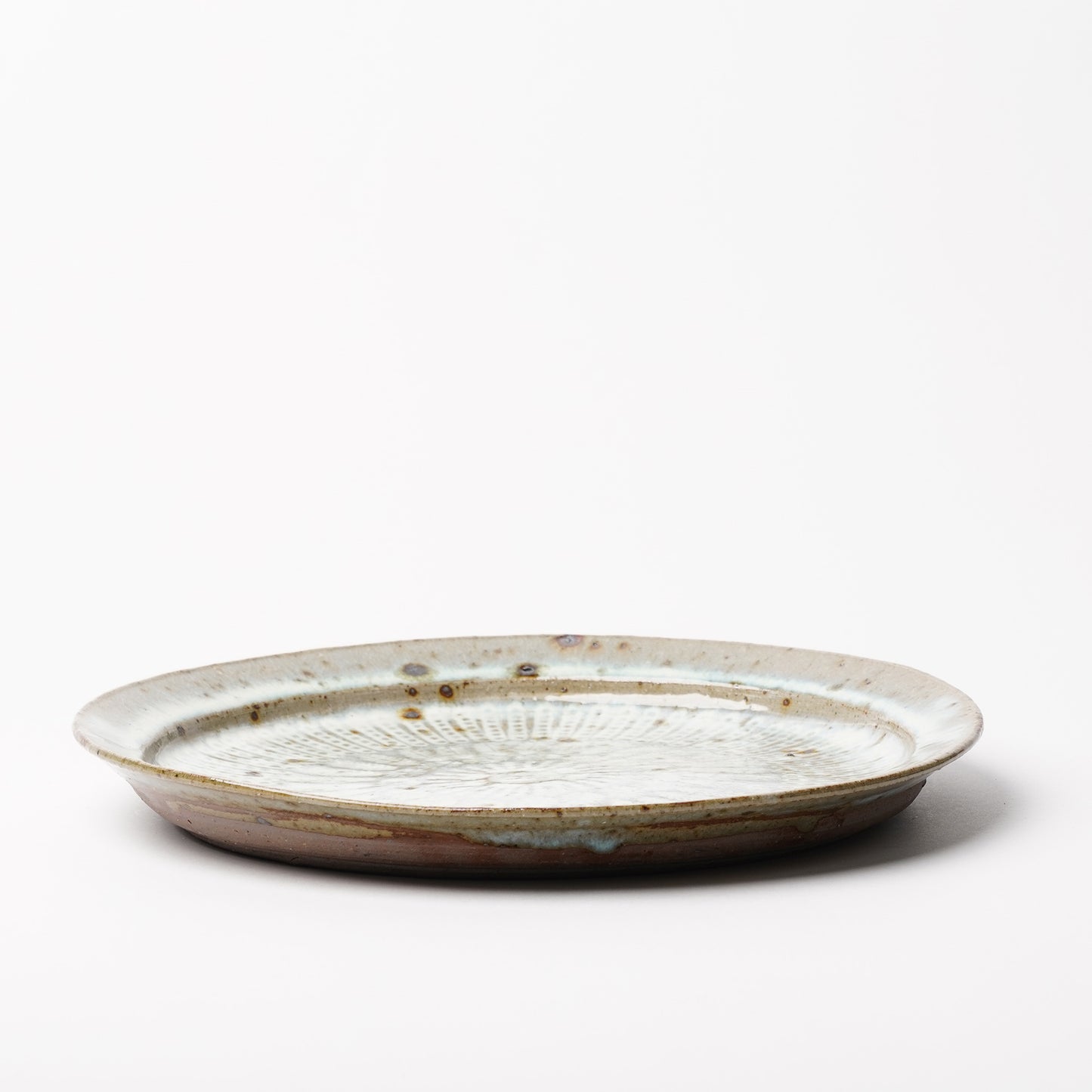 Takeryo Kawaguchi Mishima Dinner Rim Plate Ash Glaze