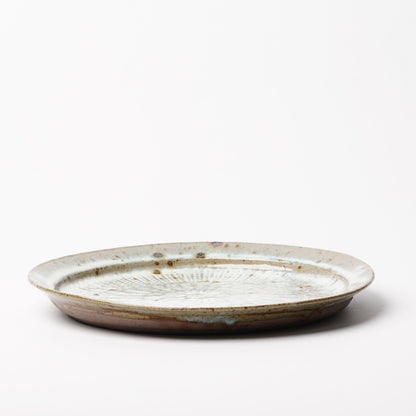 Takeryo Kawaguchi Mishima Dinner Rim Plate Ash Glaze