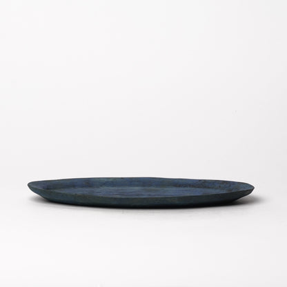 Akiko Yanagawa Oval Rim Plate S Blue