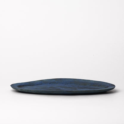 Akiko Yanagawa Oval Rim Plate M Blue