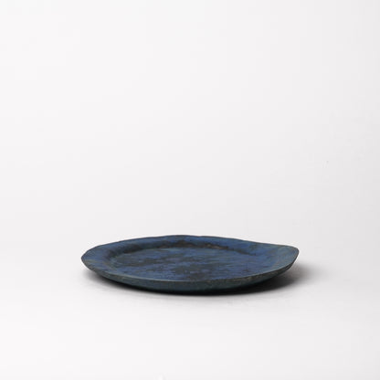 Akiko Yanagawa Oval Rim Plate M Blue